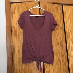 Express neutral/ muted tone knotted deep v neck t